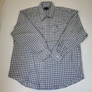 Oxford Mens 2XL Plaid Button Dwn Shirt Long Sleeve Embroidered Logo Preppy Comfy